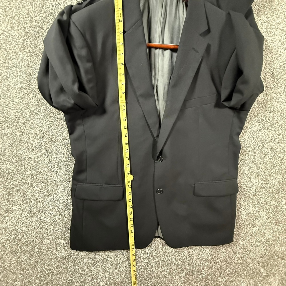 Renoir Mens 2-Piece Suit 100% Wool Black 2-Button Vented Blazer Pants 44R 38W - Picture 9 of 15
